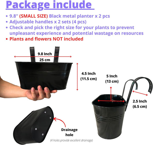 LaLaGreen Rail Planter Outdoor Plants (2 Pack, 9.8 Inch) Small and Cut