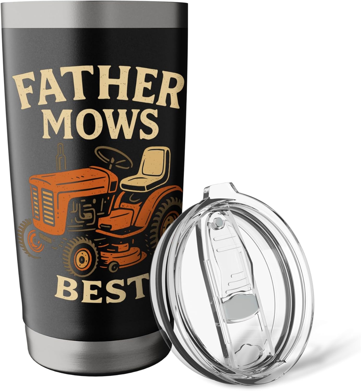 Father Mows Best Funny Dad Lawn Mowing Father's Day Stainless Steel Insulated Tumbler