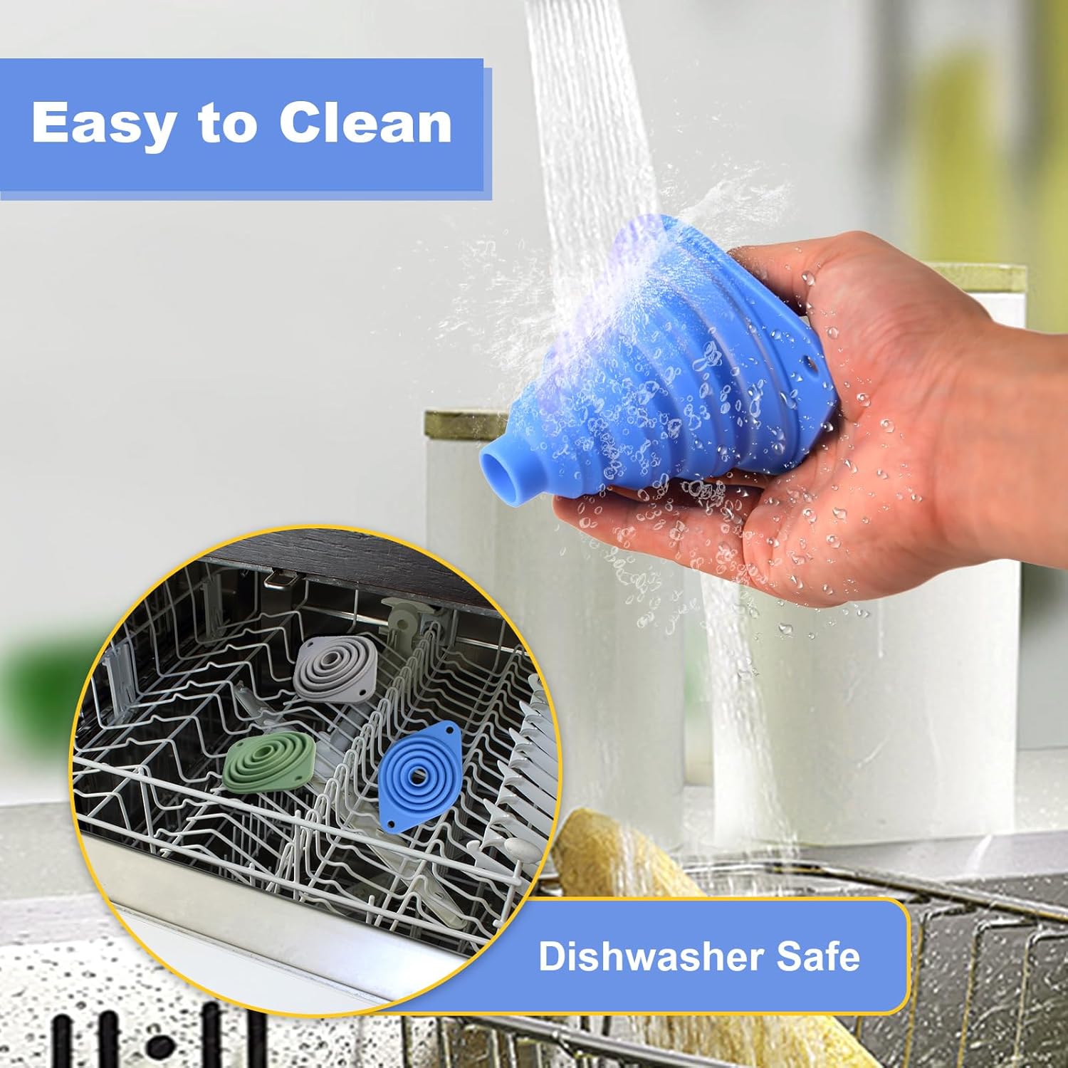 Kitchen Funnel Set 3 Pack,Funnels for Kitchen Use Filling Bottles,Sili