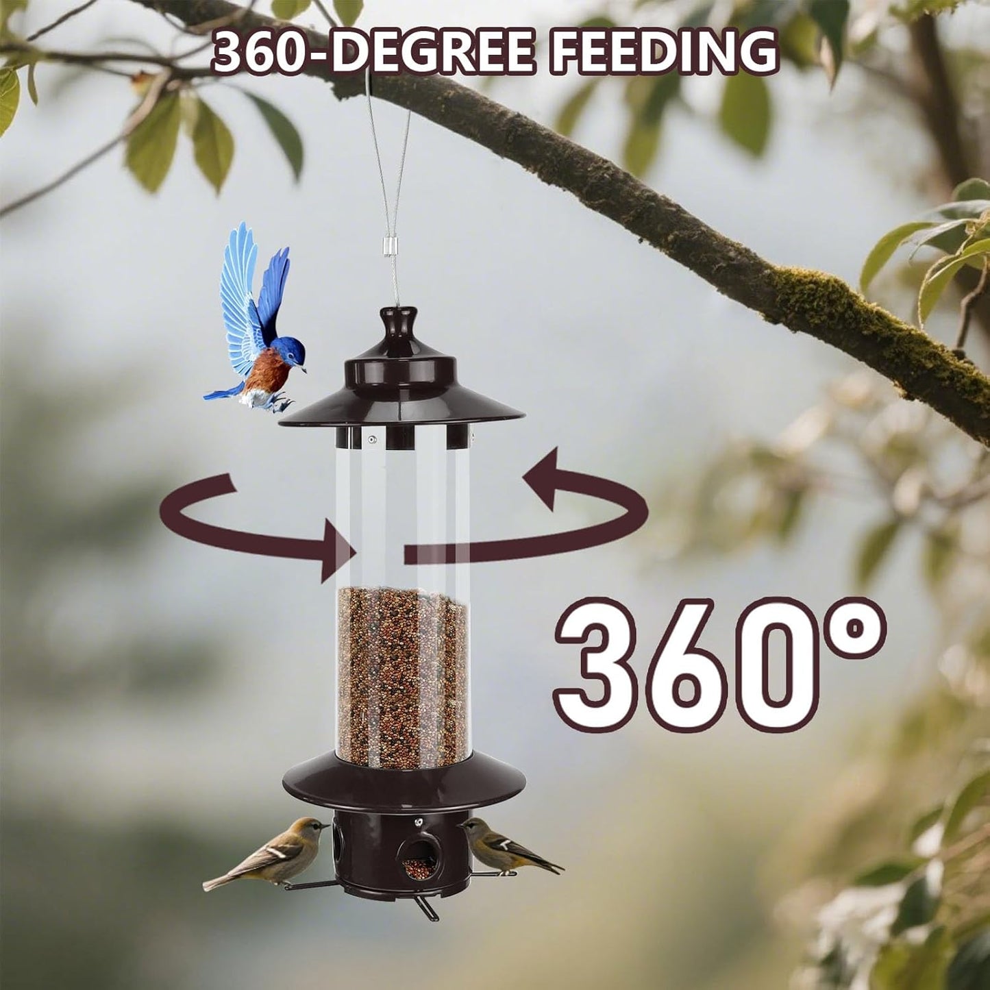 Metal Bird Feeder for Outdoors, Hanging Squirrel Proof Bird Feeders fo