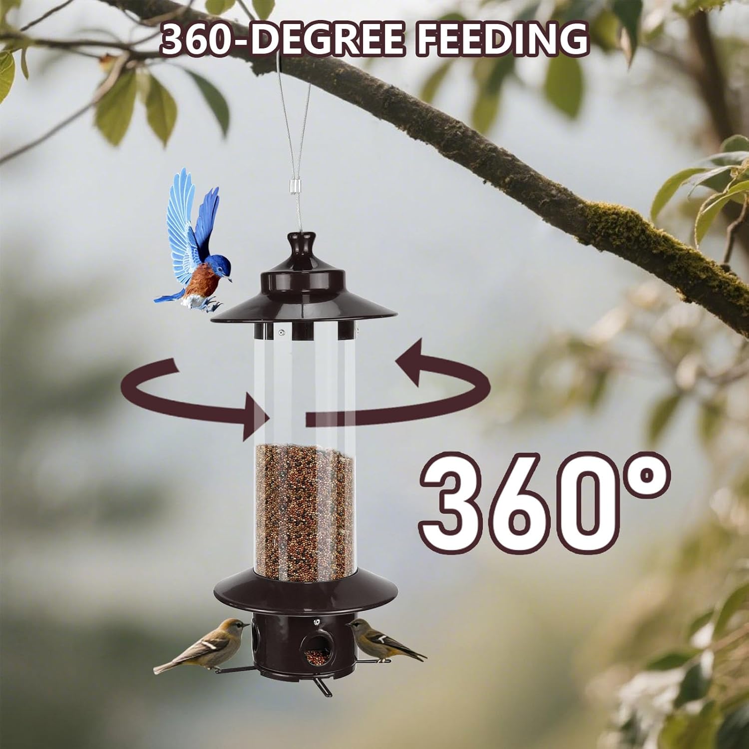 Metal Bird Feeder for Outdoors, Hanging Squirrel Proof Bird Feeders fo