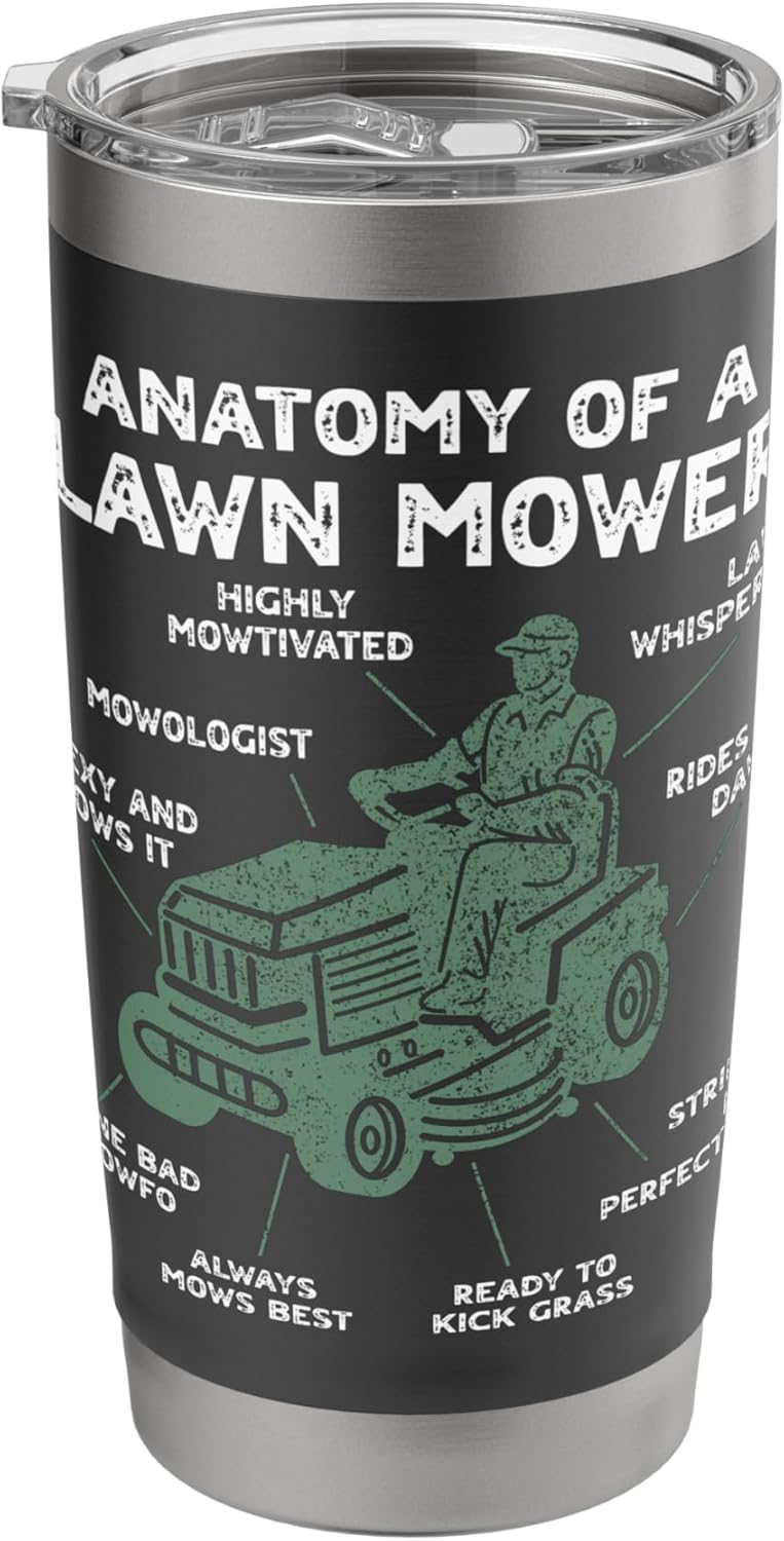 Anatomy of a Lawn Mower Retro Mowing Lawn Men Dad Stainless Steel Insulated Tumbler