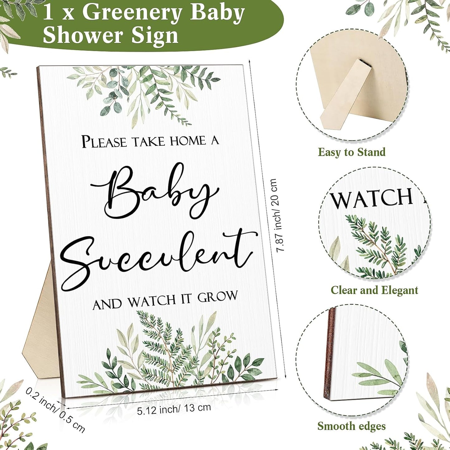 Zhehao 151 Pcs Baby Shower Succulents Favors for Guests Include 1 Safari Greenery Baby Shower Sign 50 Succulent Tags 50 Succulent Pots Planter 50 Stickers for Gender Reveal Gift(Potted Plant Style)