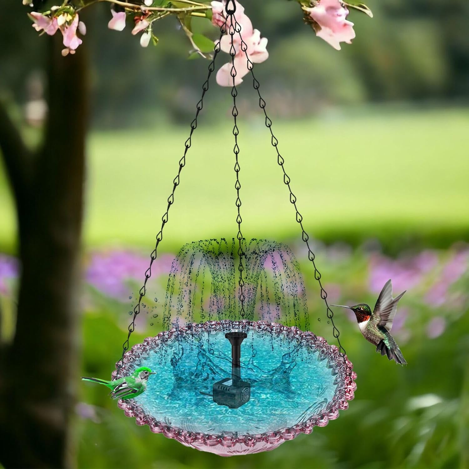 Decorative Solar Power Bird Bath Bowl for Garden Yard Balcony Birdwatc