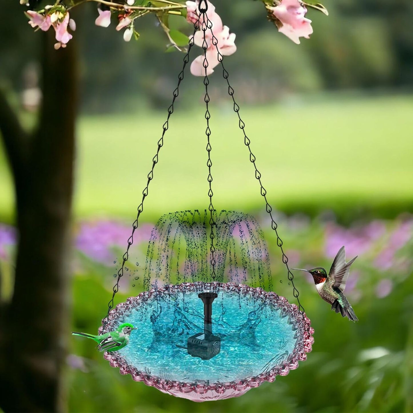 Decorative Solar Power Bird Bath Bowl for Garden Yard Balcony Birdwatching Bath Tray for Nature Lover