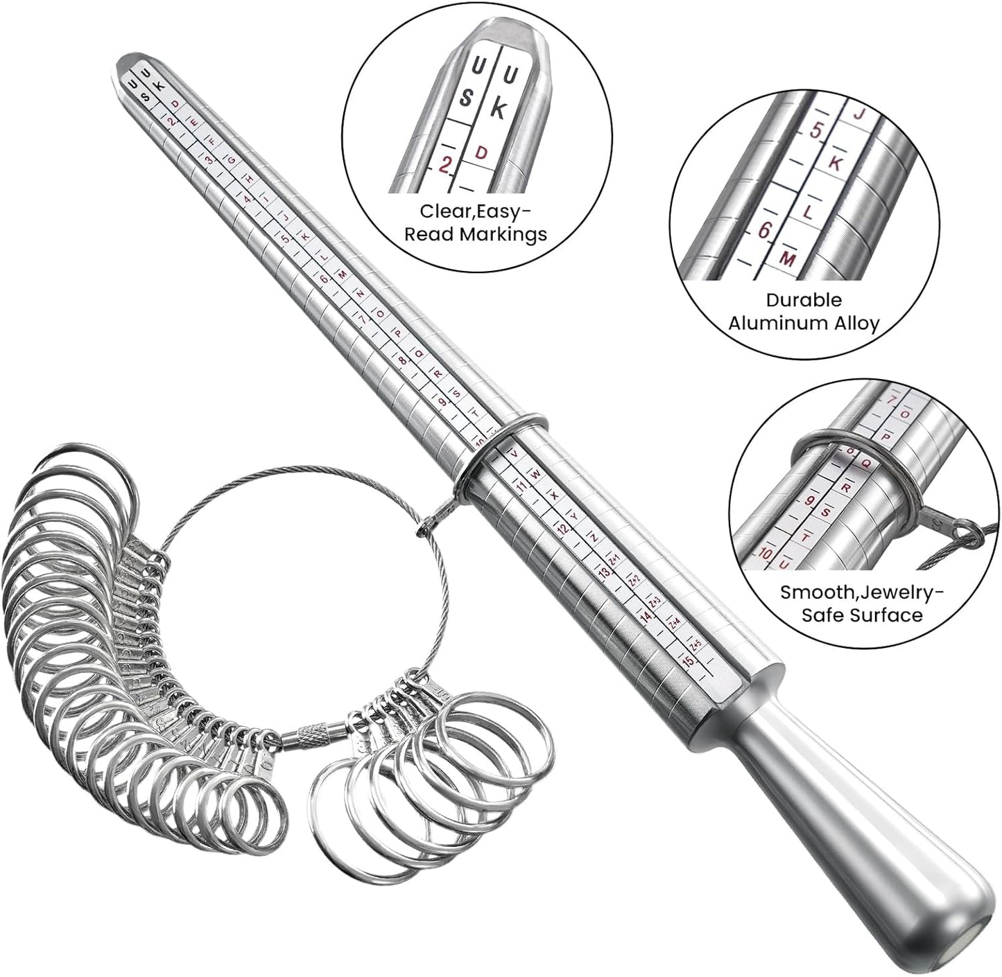 Meowoo Ring Sizer Measuring Tool Set, Ring Gauges with Finger Sizer Ma