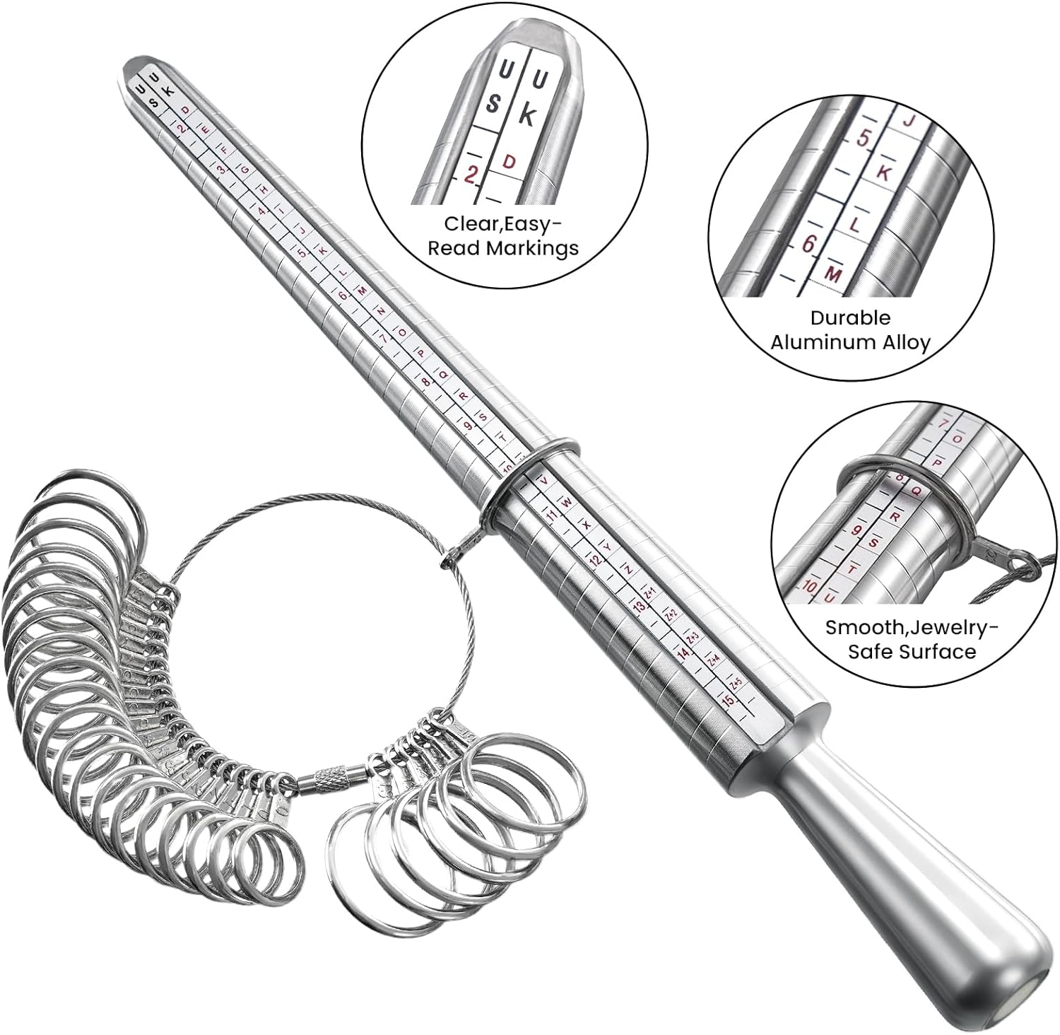 Meowoo Ring Sizer Measuring Tool Set, Ring Gauges with Finger Sizer Ma