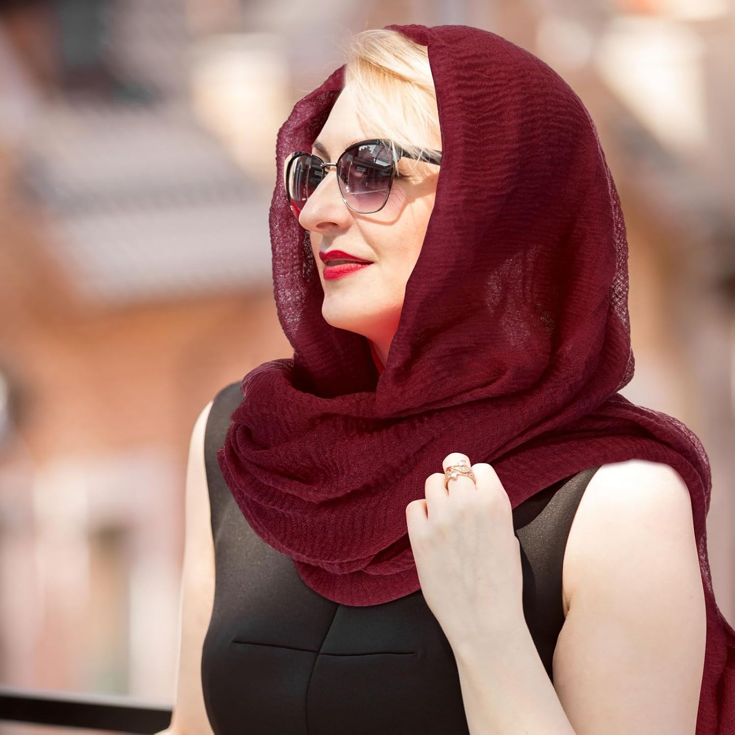 Geyoga 6 Pcs Women Scarf Shawl Hijab Scarves Cotton Crinkle Hijab for 