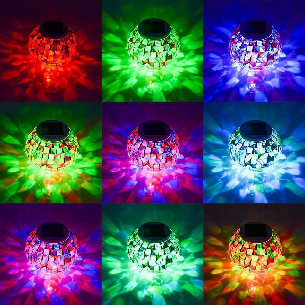 Aukora Color Changing Solar Powered Glass Ball Garden Lights, Table La