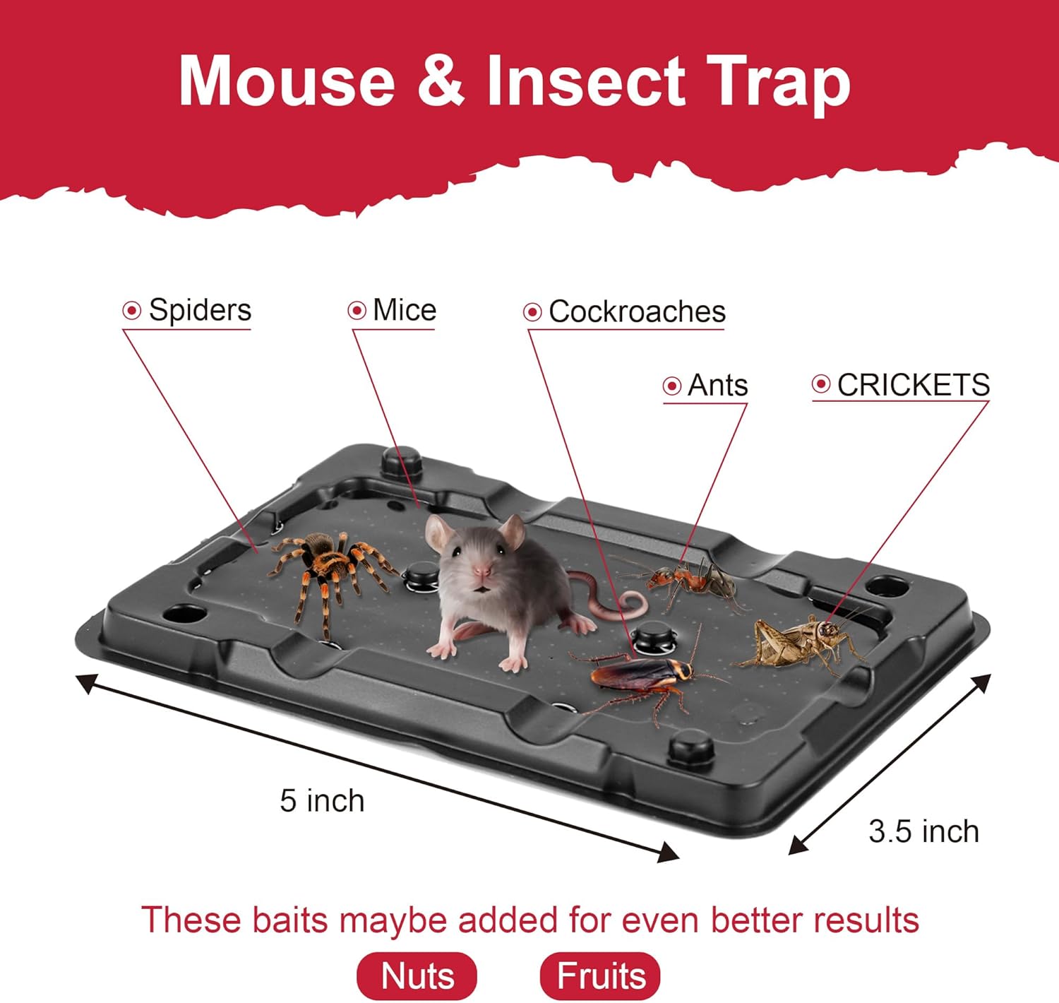 Glue Mouse Traps Indoor for Home -12 Pack Sticky MouseTraps Indoor for