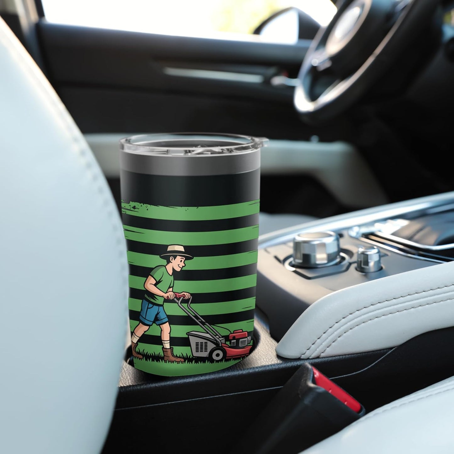 American Flag Lawn Mower Gardening Patriotic Dude Stainless Steel Insulated Tumbler