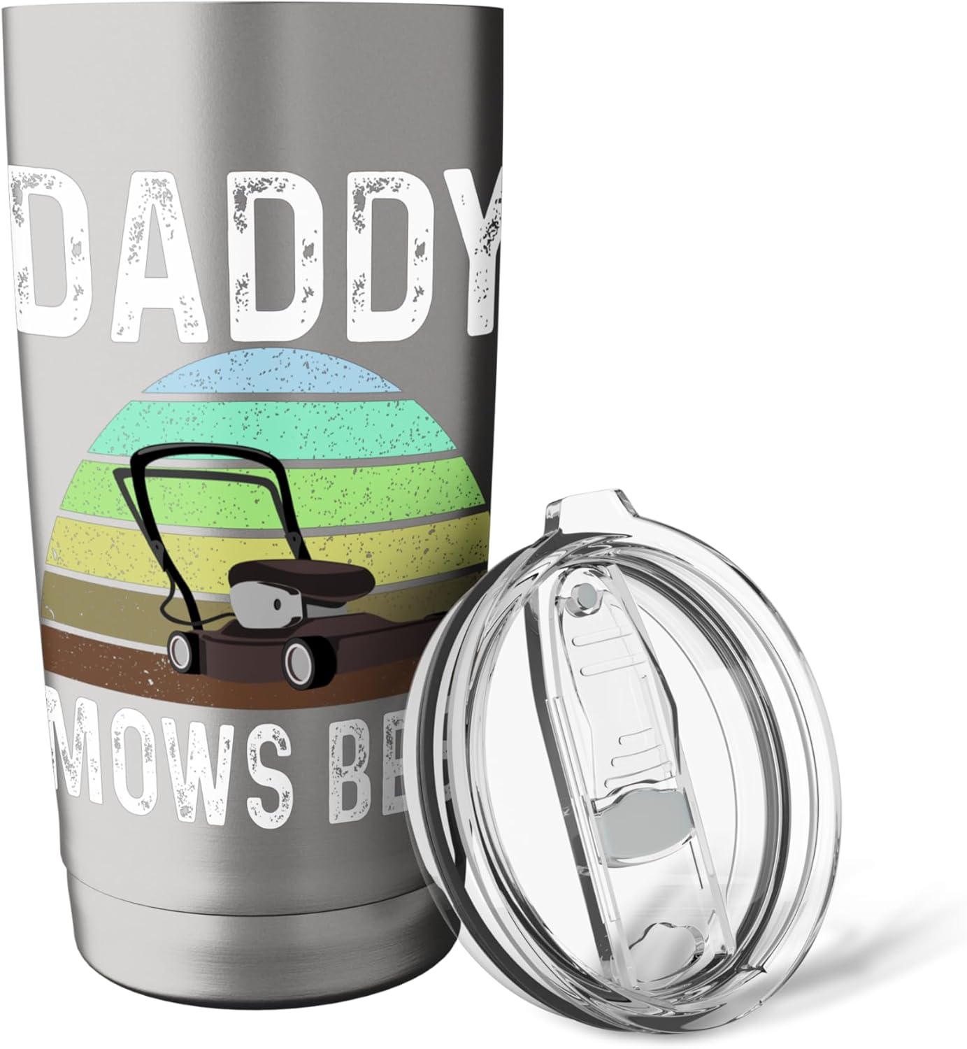 Funny Daddy Mows Best Lawn Care Grass Mowing Lawn Mower Dad Stainless Steel Insulated Tumbler
