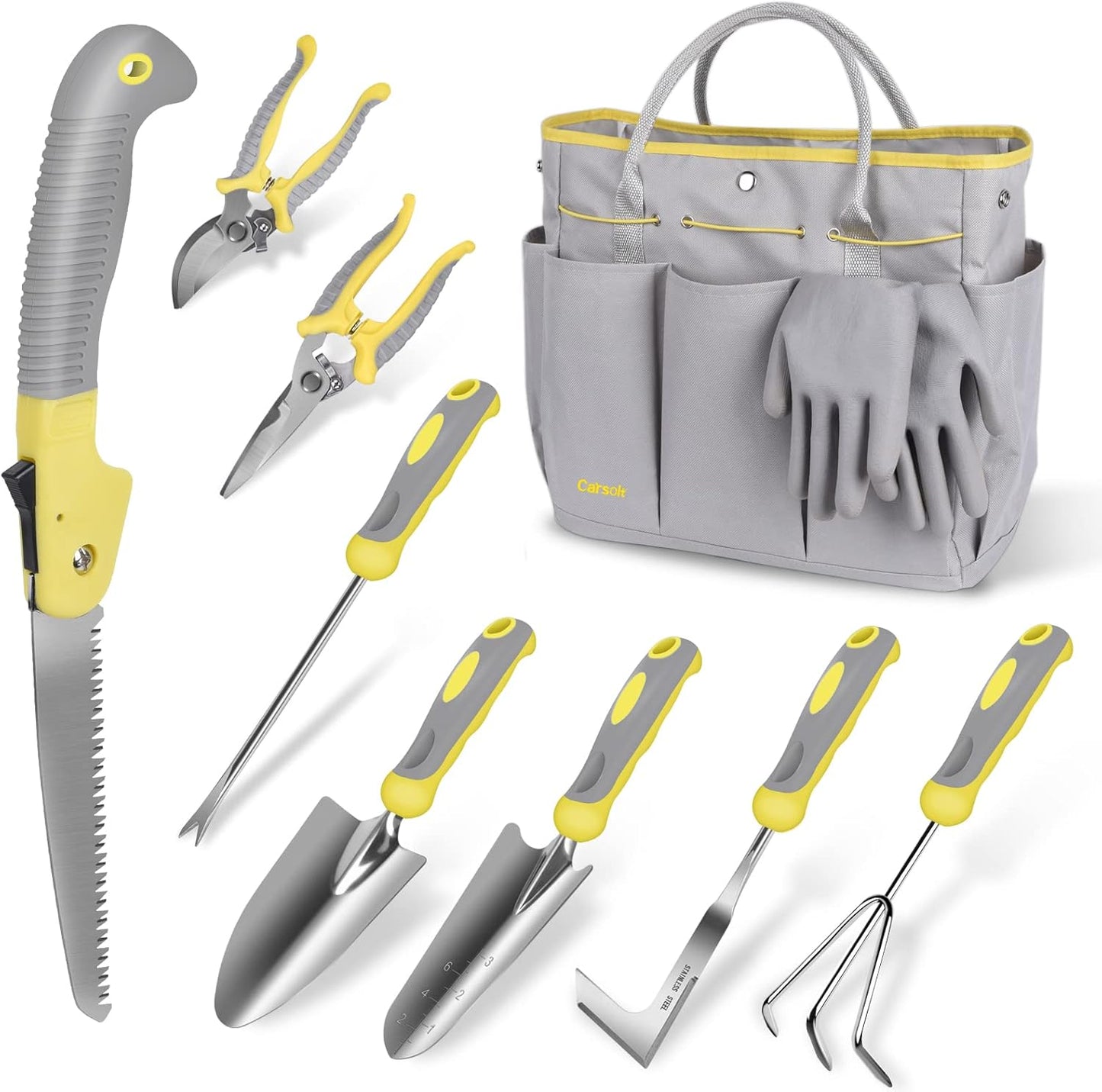 Garden Tool Set, Carsolt 10 Piece Stainless Steel Heavy Duty Gardening