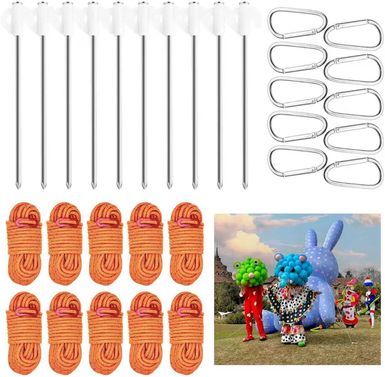 10 Sets Christmas Metal Inflatables Stakes, 7.7'' Heavy Duty Inflatabl