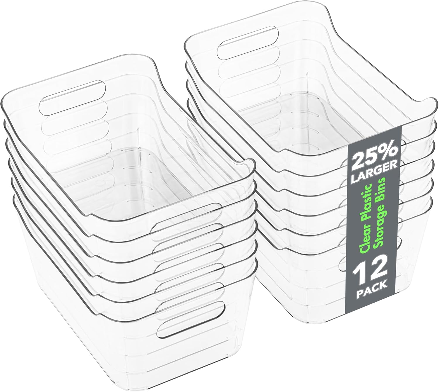 Tiawudi 12 Pack Plastic Storage Bins, Multi-Use Organizer Bins, Pantry