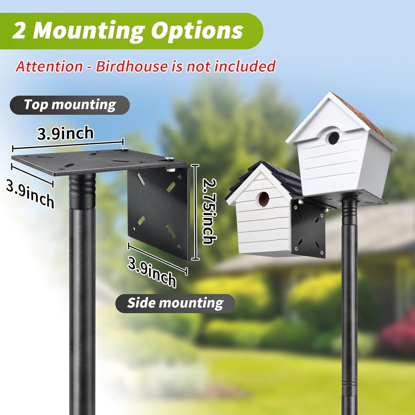 Bird Feeder Pole, 80 Inch Bird House Pole Stand for Outdoors Heavy Duty Metal Feeding Station Kit with 2 Hooks for Birdhouse & Pole Mount birdfeeders Outside, 1 Inch Diameter, 1 Pack
