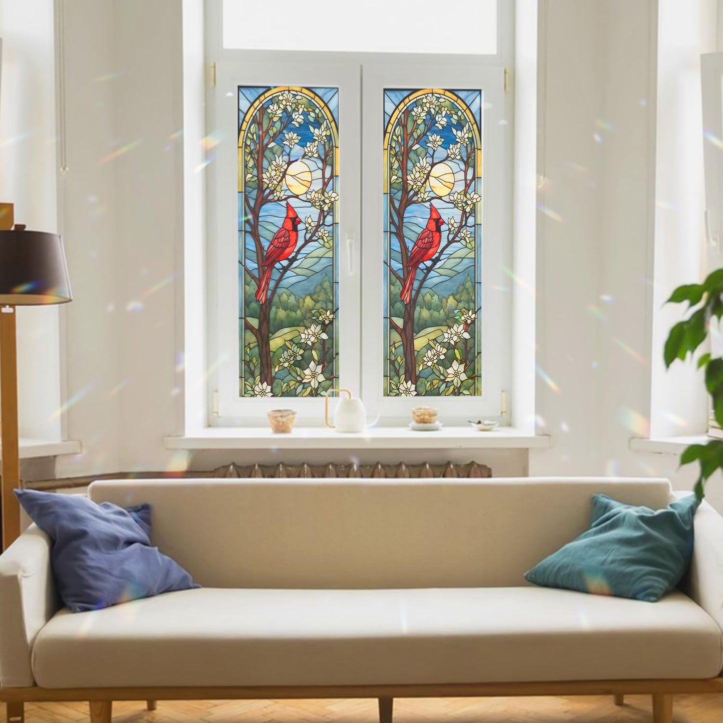 Decorative Cardinal Stained Glass Window Film, Cardinal Stained Glass 