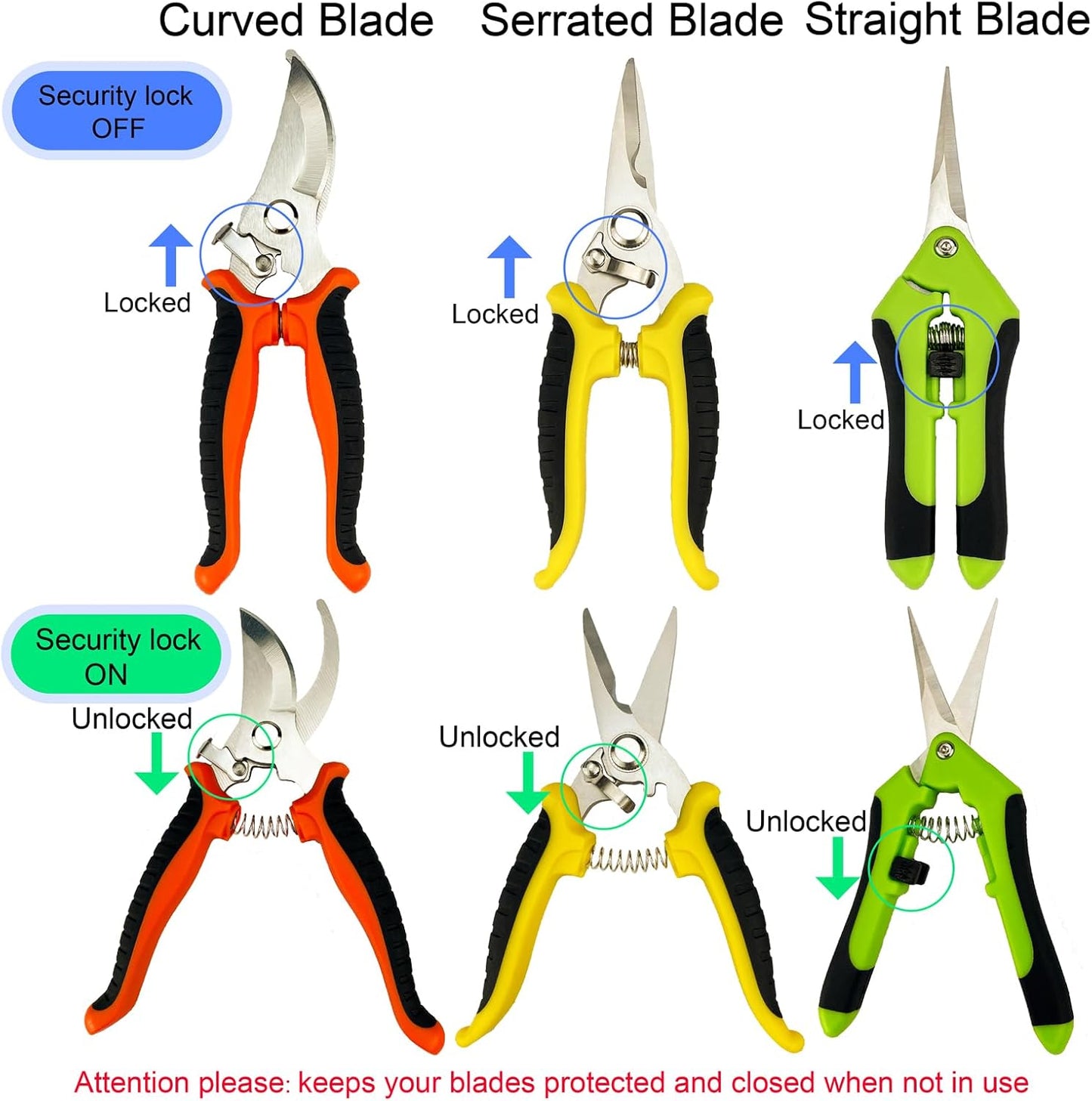 Pruning Shears, 4 Pack Garden Shears with Gardening gloves, Clippers H