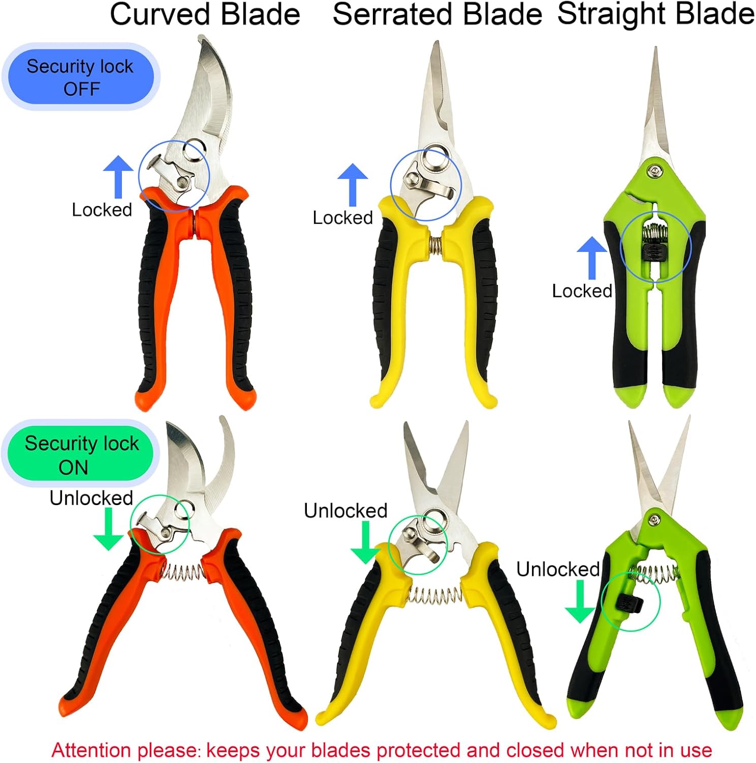 Pruning Shears, 4 Pack Garden Shears with Gardening gloves, Clippers H