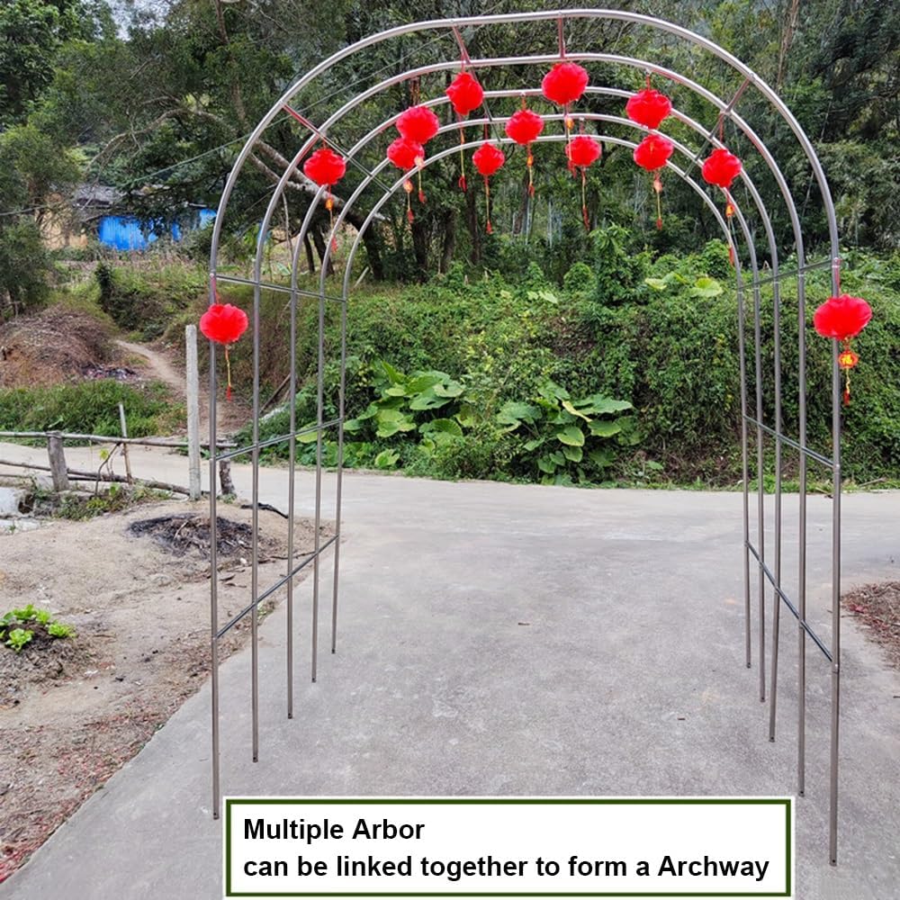 7.5ft Stainless Steel Garden Arch Trellis - Metal Arbor for Climbing Plants, Outdoor Wedding Arch, Perfect for Lawn, Patio, Backyard Ceremonies (1.5 * 2.4m)