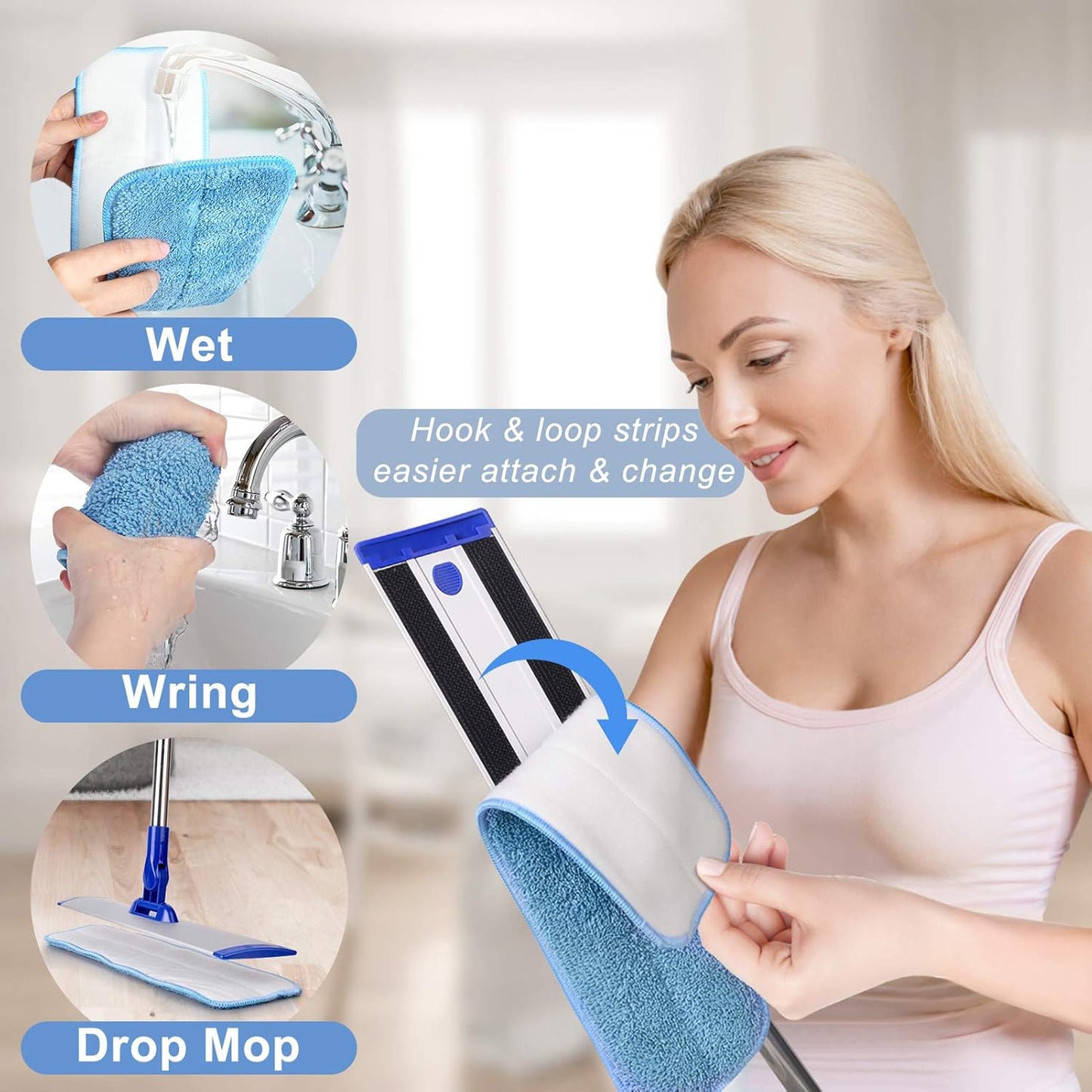 18" Professional Microfiber Mop Floor Cleaning System, Flat Mop with S