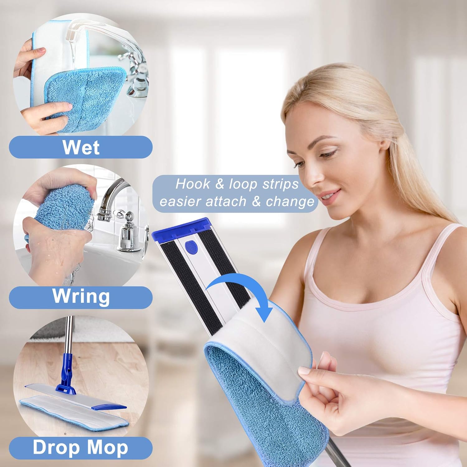 18" Professional Microfiber Mop Floor Cleaning System, Flat Mop with S