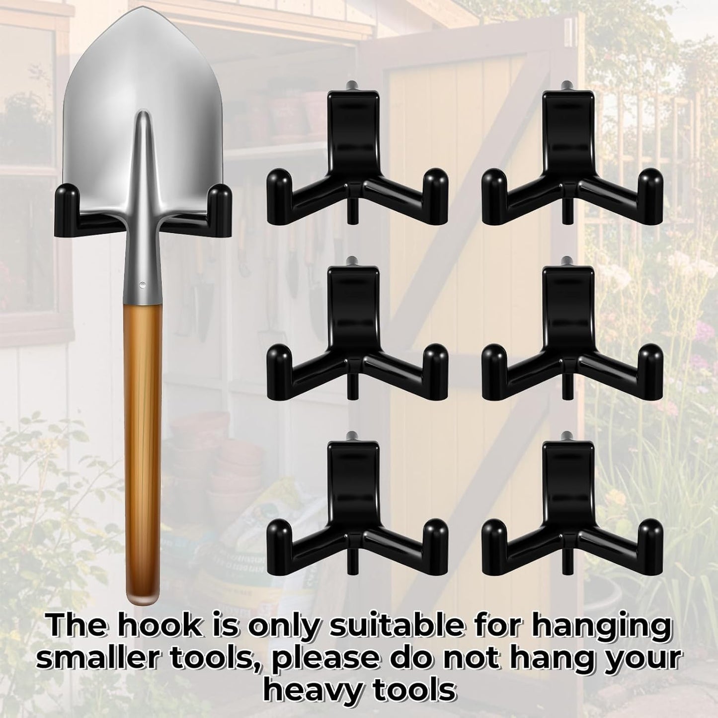 10 Pcs Tool Hooks Compatible with Plastic Shed Hanger, ABS V-Shaped Shed Hooks Multi Purpose Power Tool Hangers Holder Organization for Garden Tools Saving Space