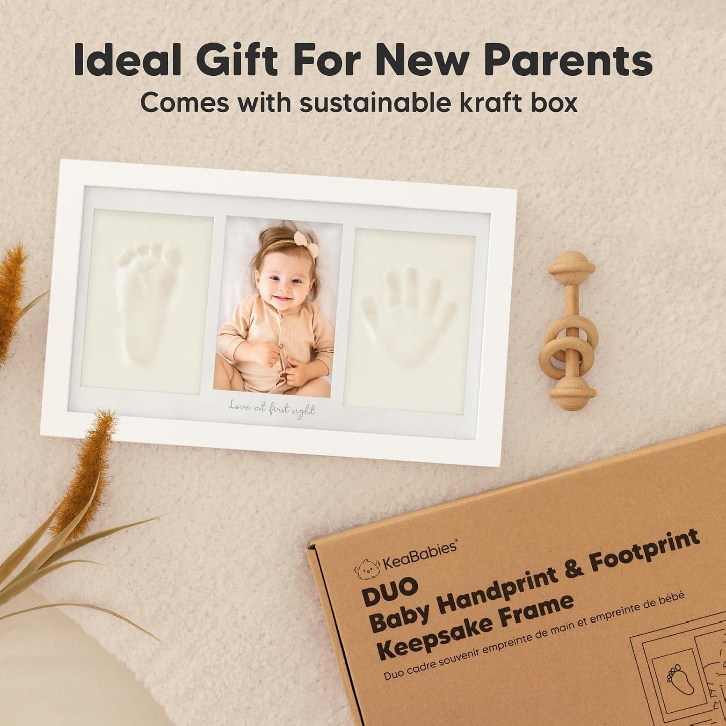 KeaBabies Baby Hand and Footprint Kit - Clay Handprint Keepsake Frame,