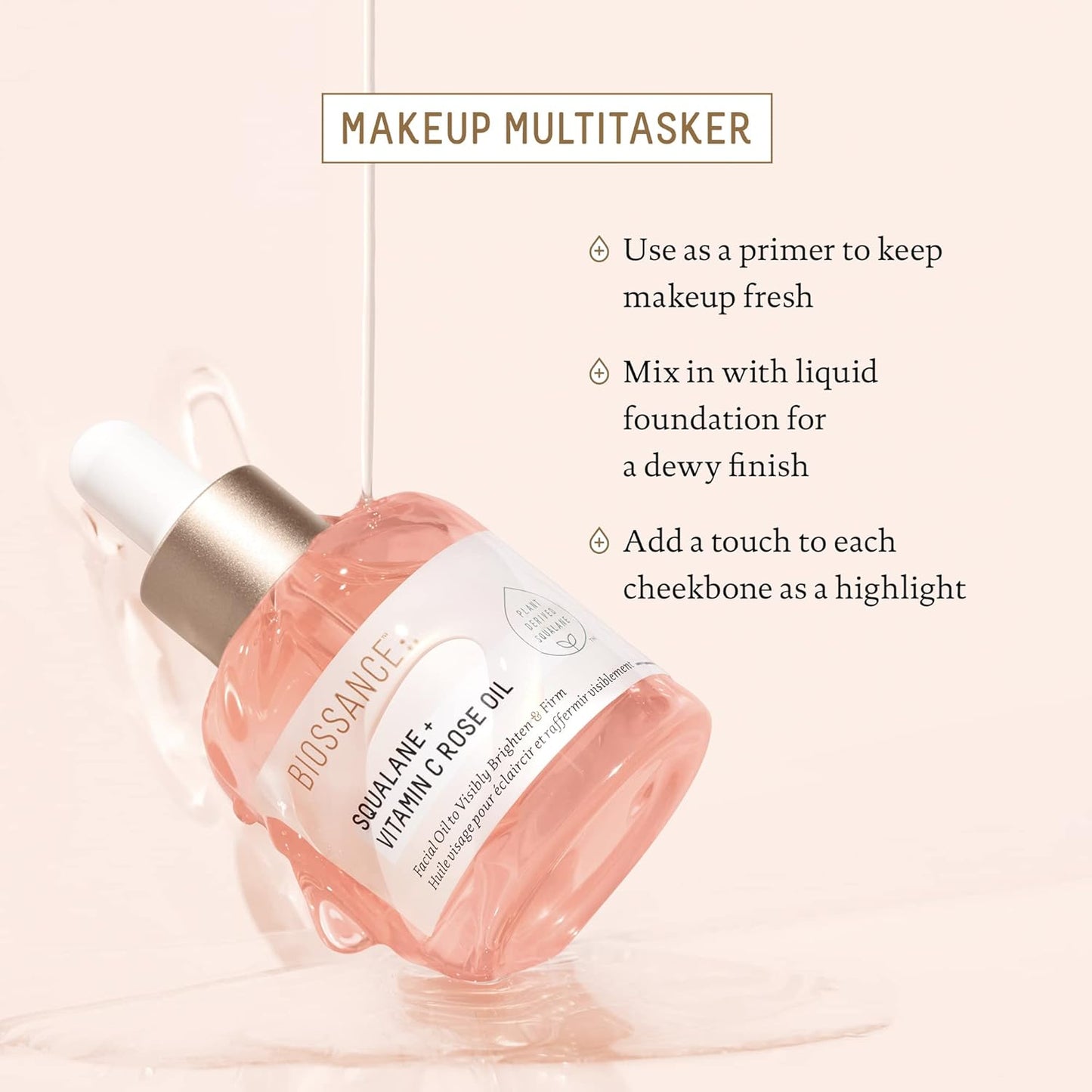 BIOSSANCE Squalane + Vitamin C Rose Advanced Facial Oil - Brightening,