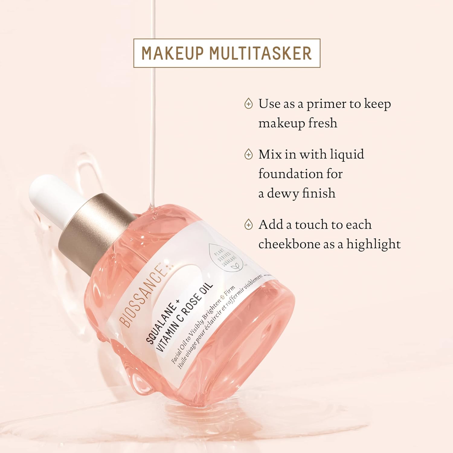 BIOSSANCE Squalane + Vitamin C Rose Advanced Facial Oil - Brightening,