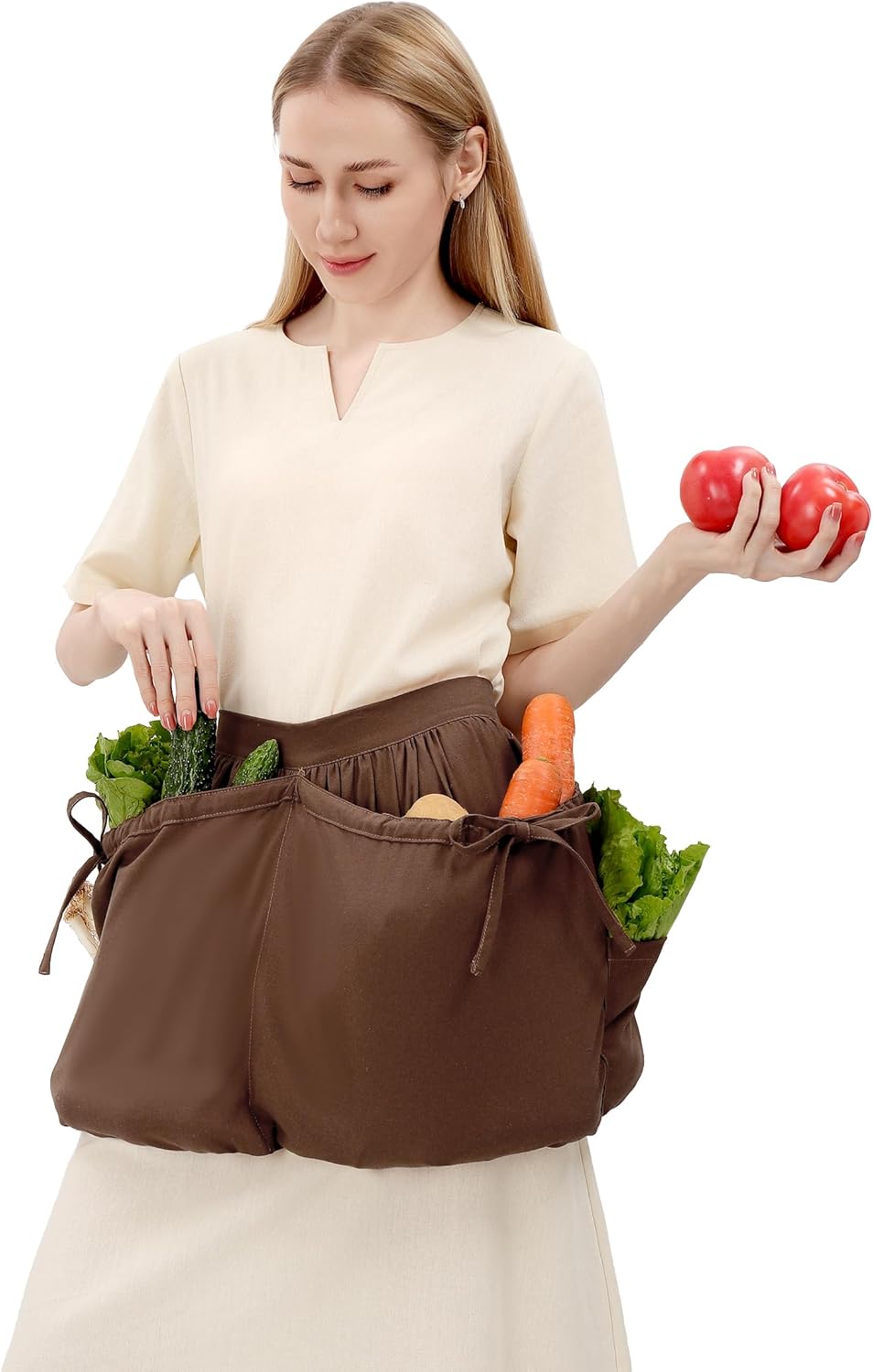 Harvest Apron Gardening Apron with Pockets or Drawstring Bag for Fruit Storage Pick Pouch Women Men