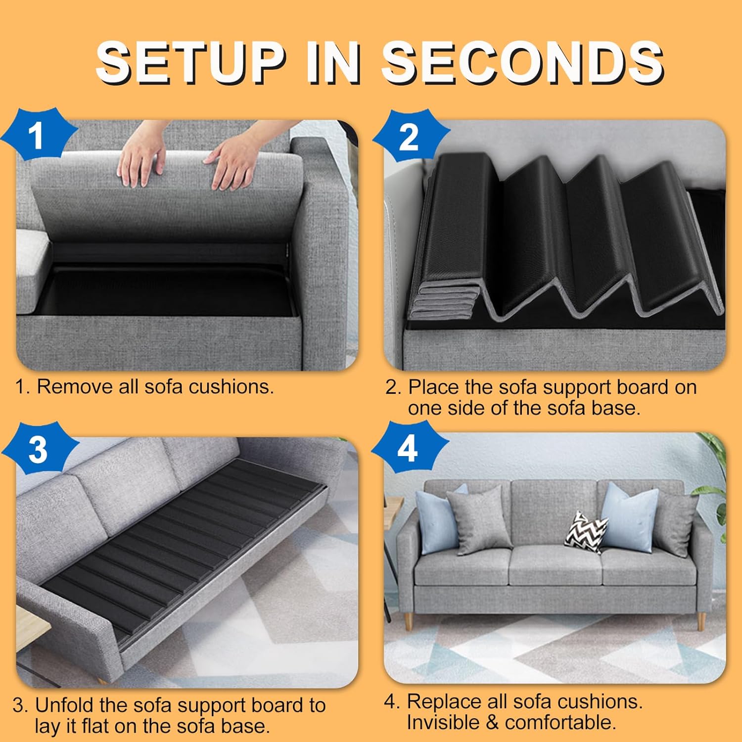 Heavy Duty Couch Cushion Support Board for Sagging Sofa, 21.5''x70'' E