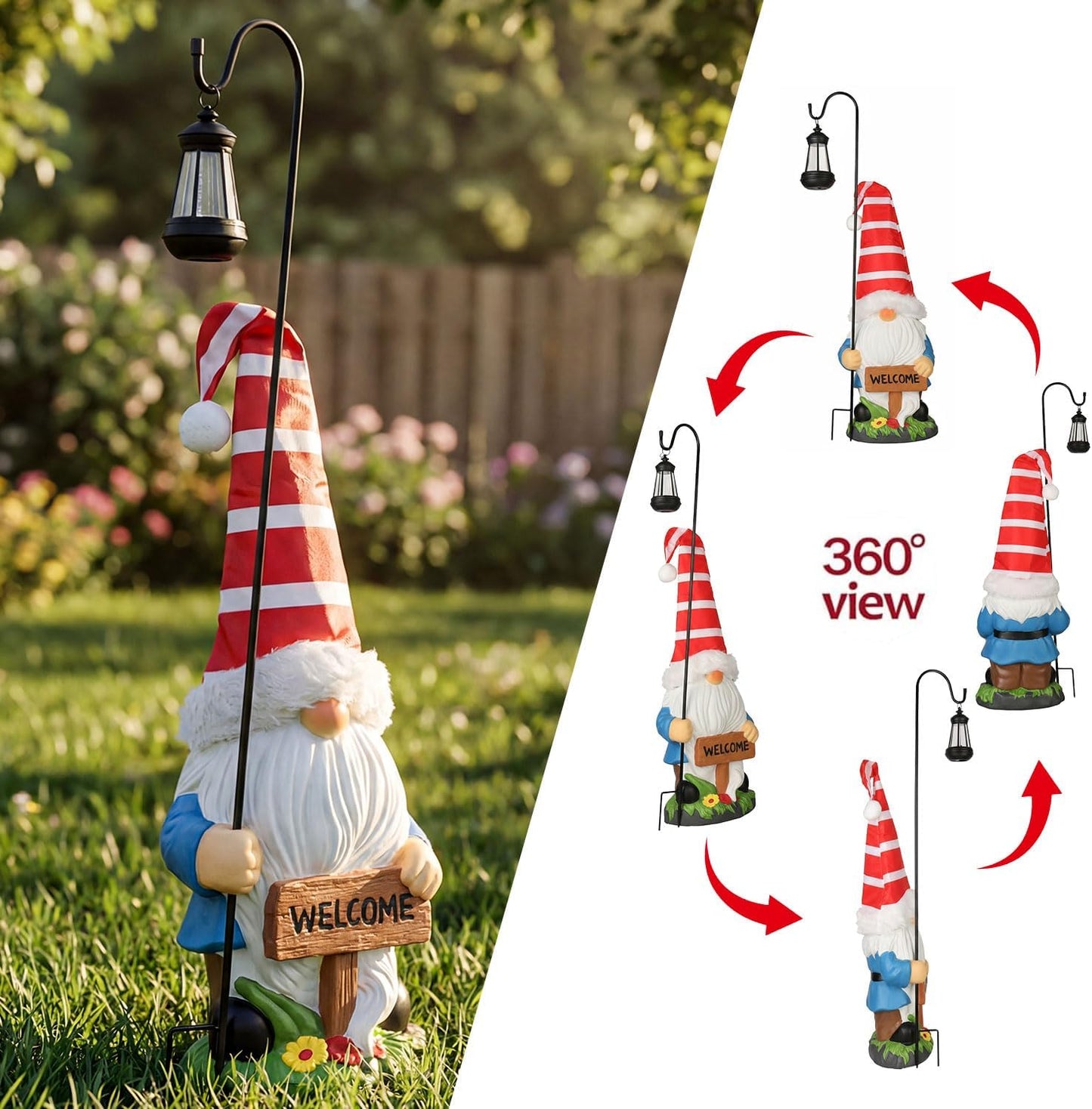 Solar Christmas Gnomes Outdoor Decor, 38 Inch Garden Gnomes for Yard Patio Lawn, Holiday Decorations Gifts for Women Mom Family