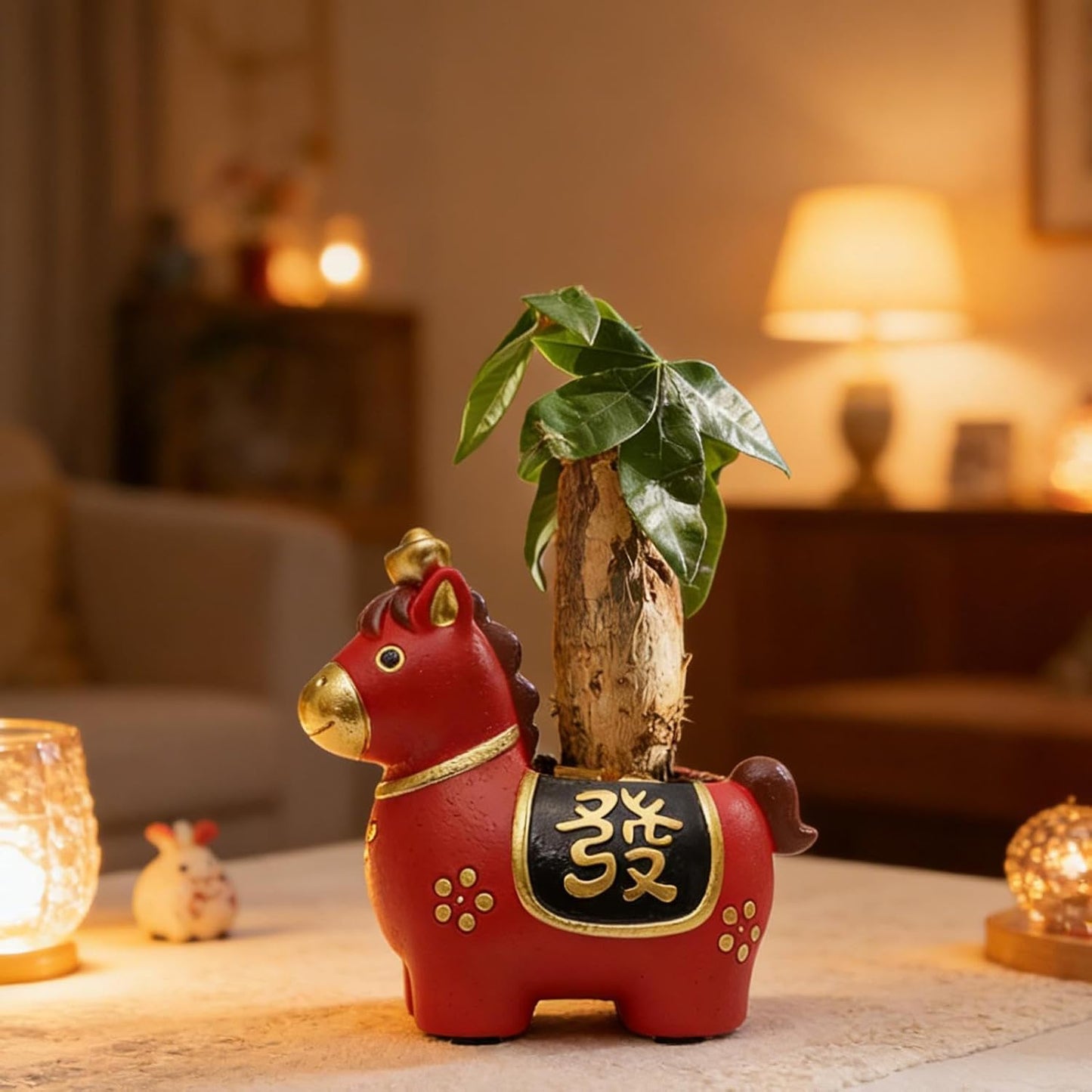 Greenery Potted Plants, Horse Figurine Handcrafted Compact Planter, Plant Pot with Sturdy Design, Home Decor with Compact Build, Plant Care Tool, Planter for Family Friends