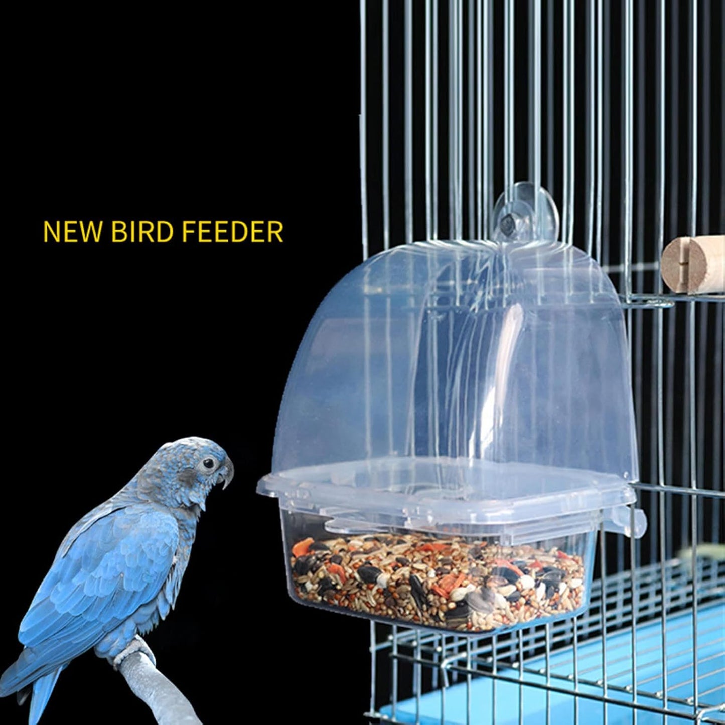2xClear Bird Supplies Bird Cage Feeder Plastic Easy to Install Use and