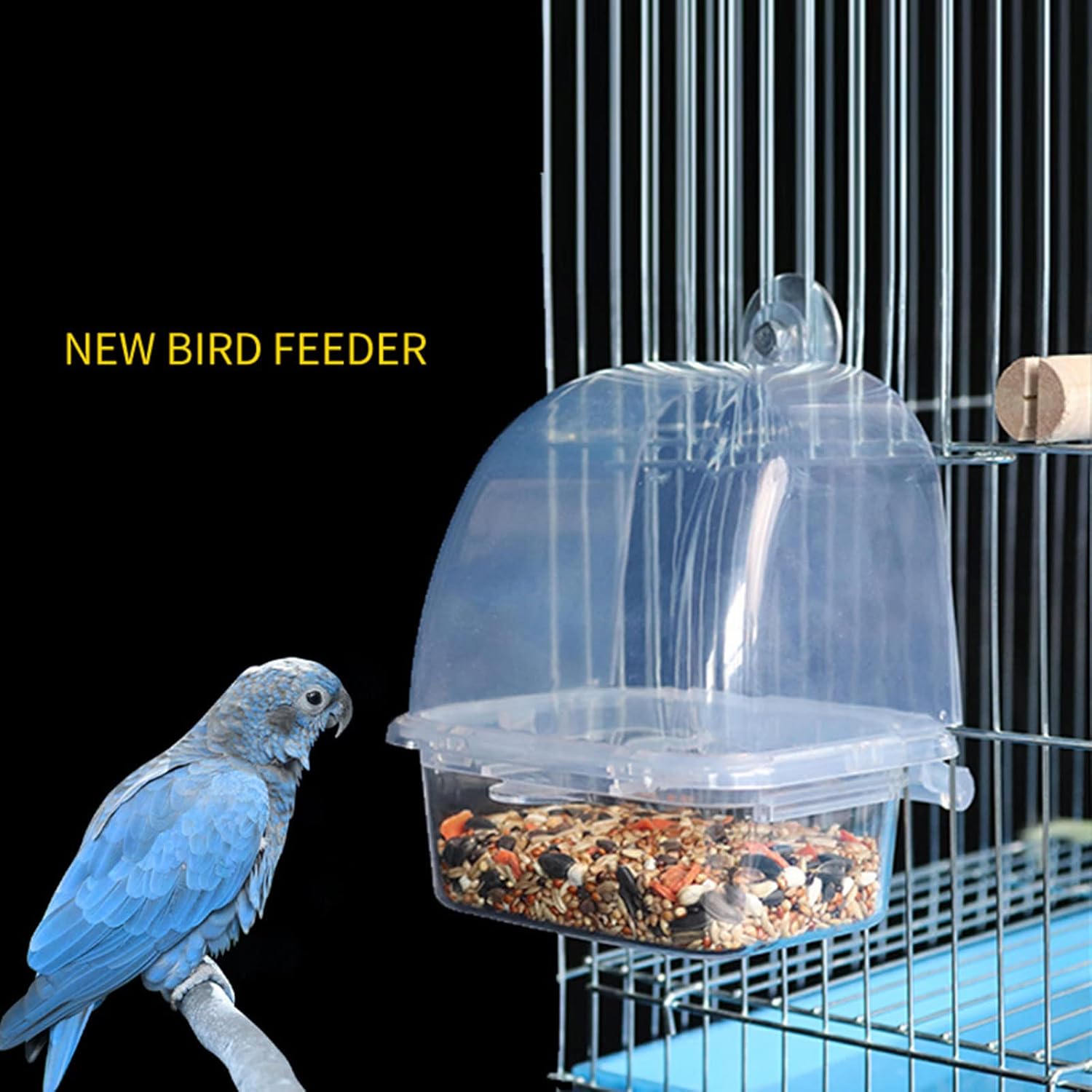 2xClear Bird Supplies Bird Cage Feeder Plastic Easy to Install Use and
