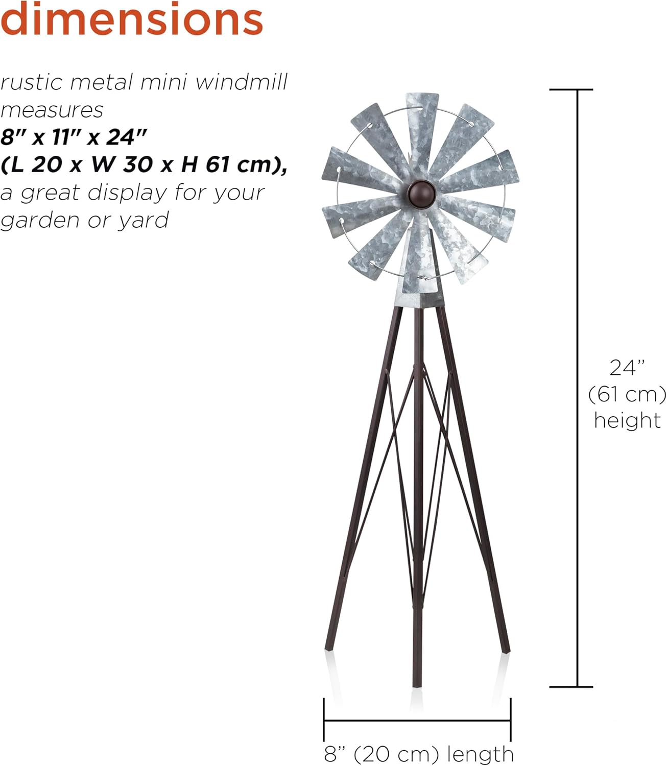 Alpine Corporation 24" Tall Outdoor Metal Wind Spinners, Kinetic Rustic Garden Decor, Bronze and Silver