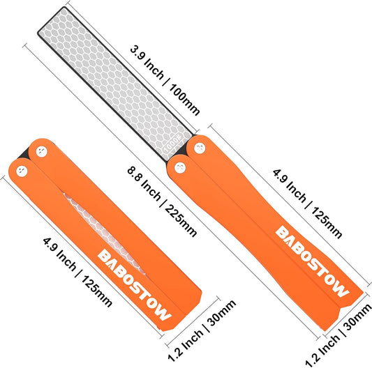 Diamond Knife Sharpener Tool, 400/1000 Grits Double Sided Diamond Sharpening Stone Tool, Manual Knife Sharpener Tool, Portable Folding Knife Sharpeners for Kitchen and Outdoors - Orange