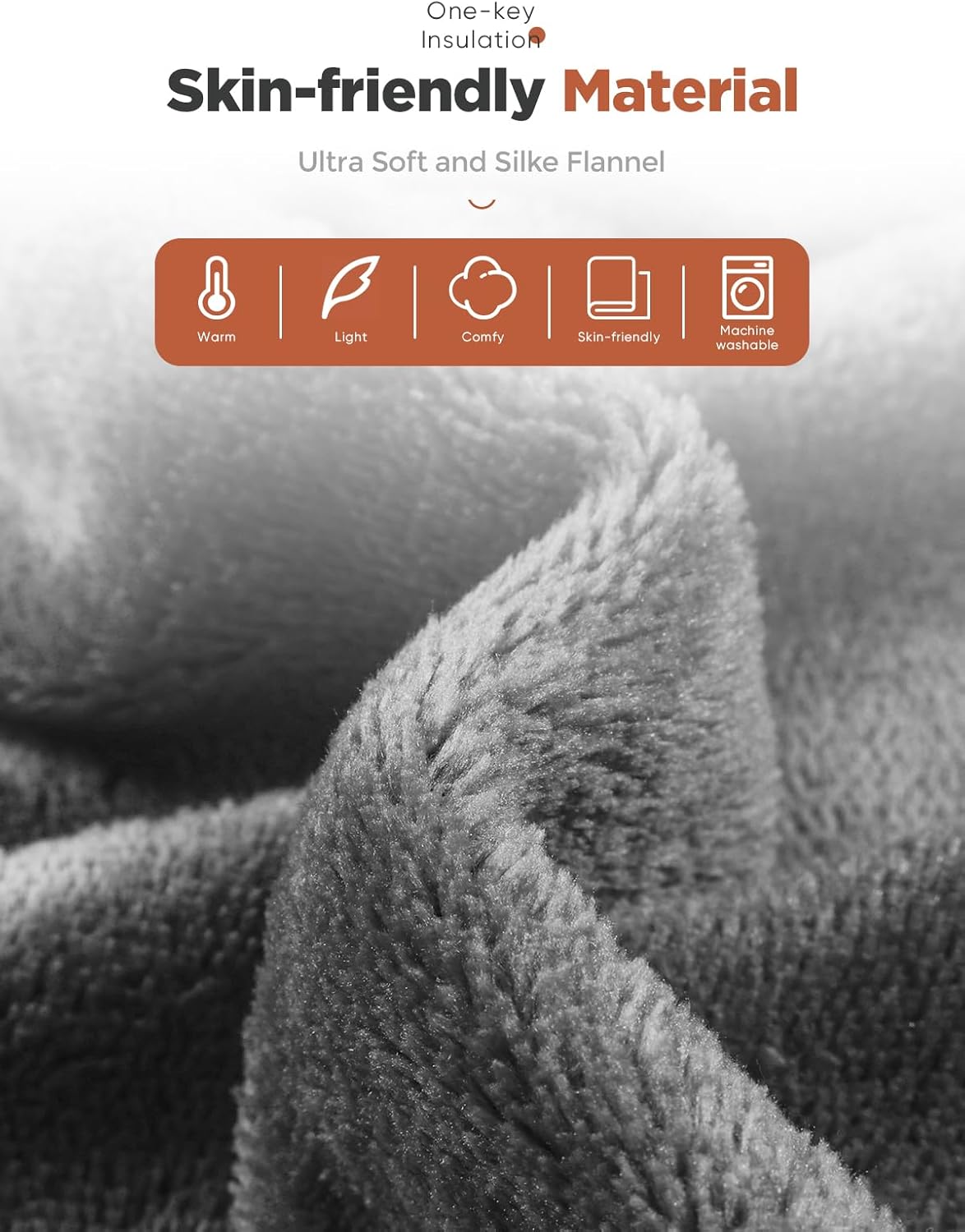Heated Throw Blanket with 1-9 hrs Timer Auto-Off & 8 Heating Levels，Fl