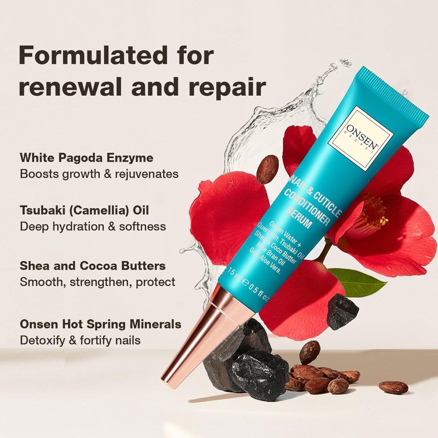 Onsen Nail & Cuticle Cream Treatment w/Japanese Tsubaki, Jojoba & Lave