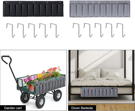 Bedside Organizers Case Storage with 10 Pockets and Hooks Easy Install