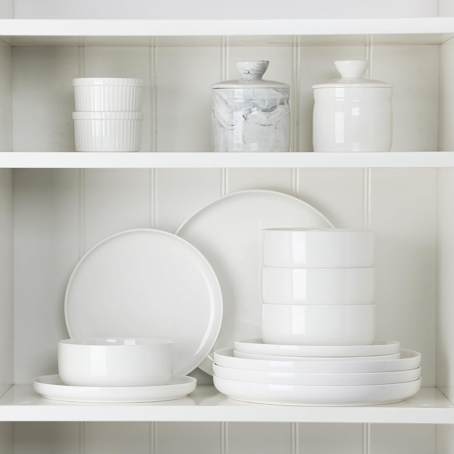 MALACASA Plates and Bowls Sets, 12 Pieces Porcelain Dinnerware Sets Di