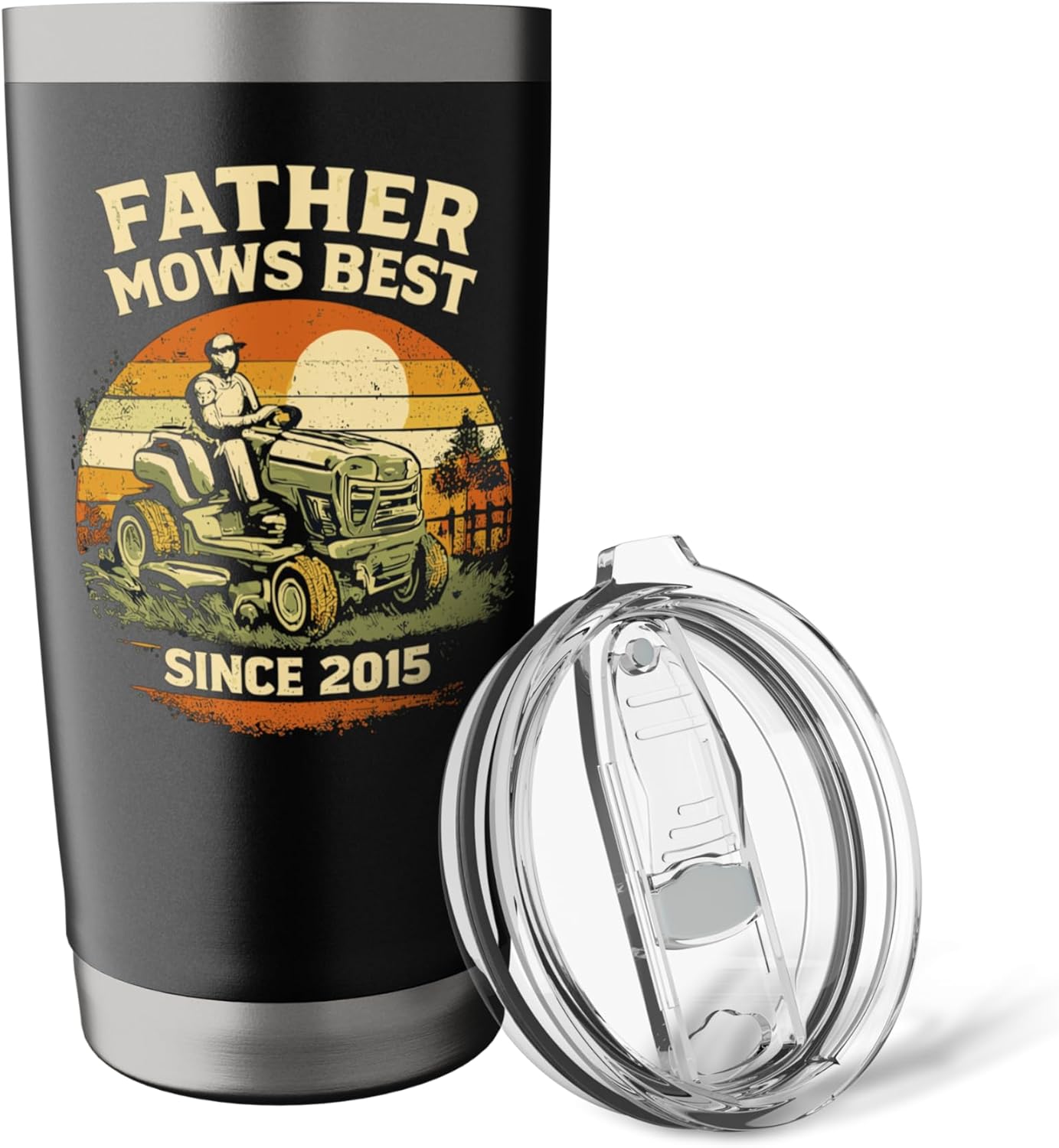 Father Mows Best Vintage Lawn Care Pride Since 2015 Stainless Steel Insulated Tumbler