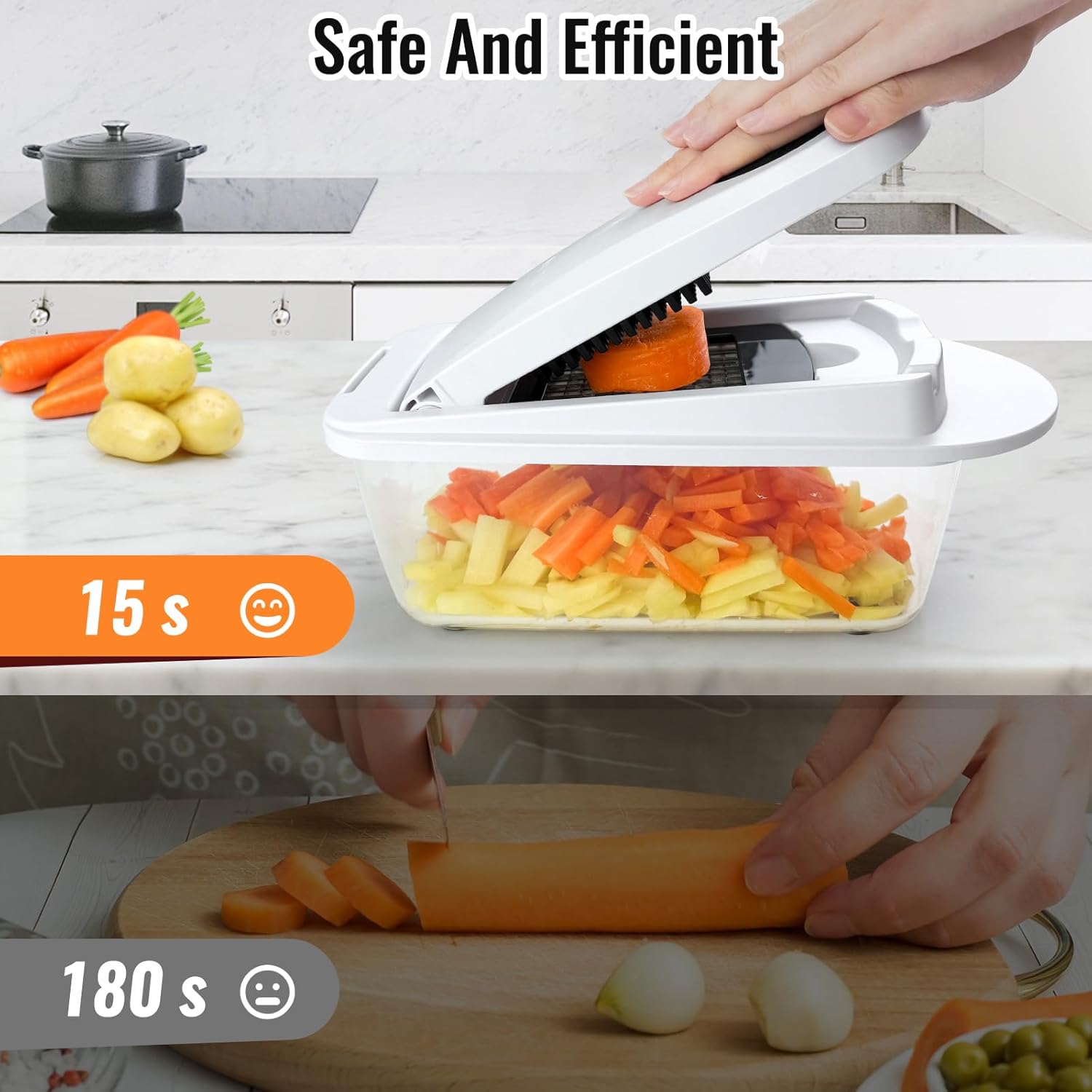 8 Blade All-in-1 Vegetable Chopper Mandoline Slicer with Container, Fo