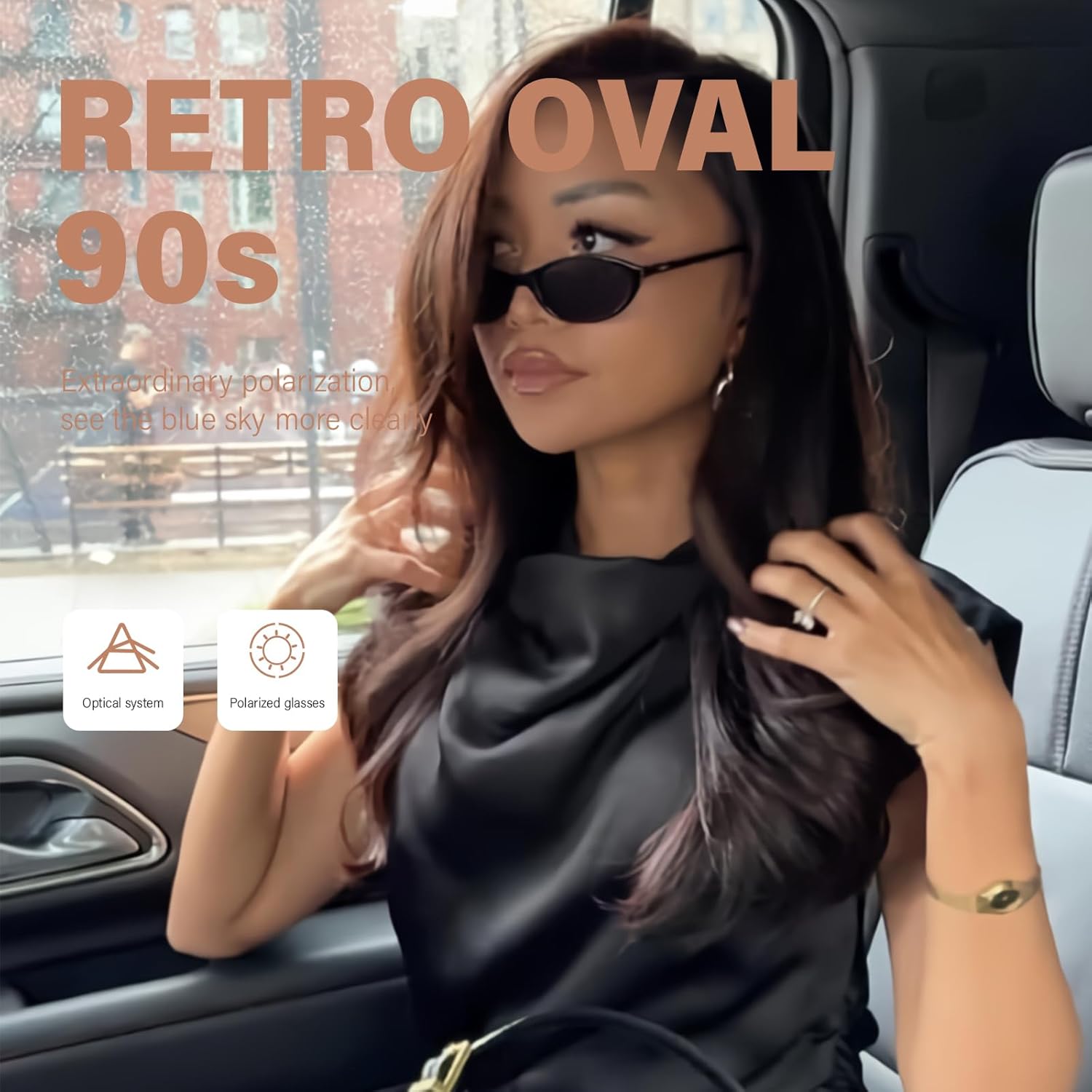 KUGUAOK Retro Oval Sunglasses for Women 90s Design Small Cat Eye Sun G