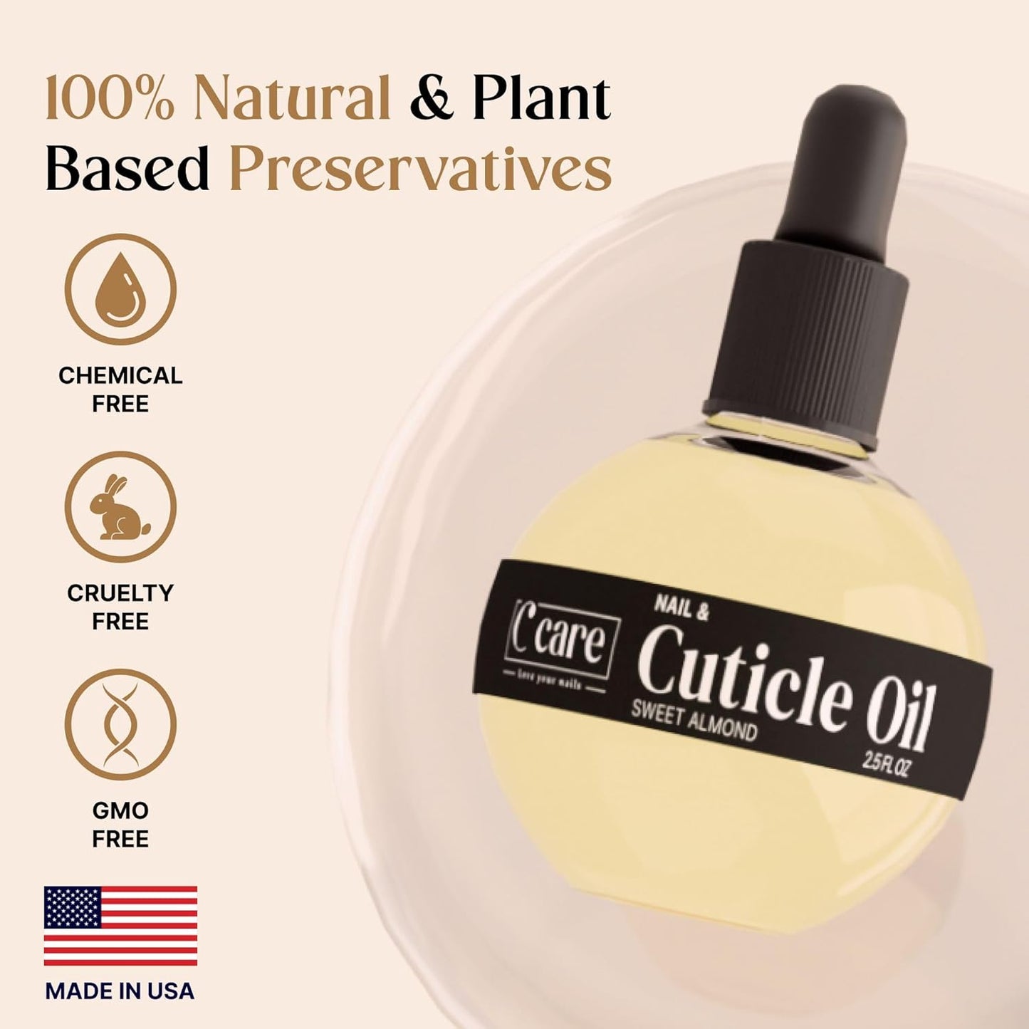 C CARE Sweet Almond Cuticle Oil For Nails - Repairs Cuticles Overnight