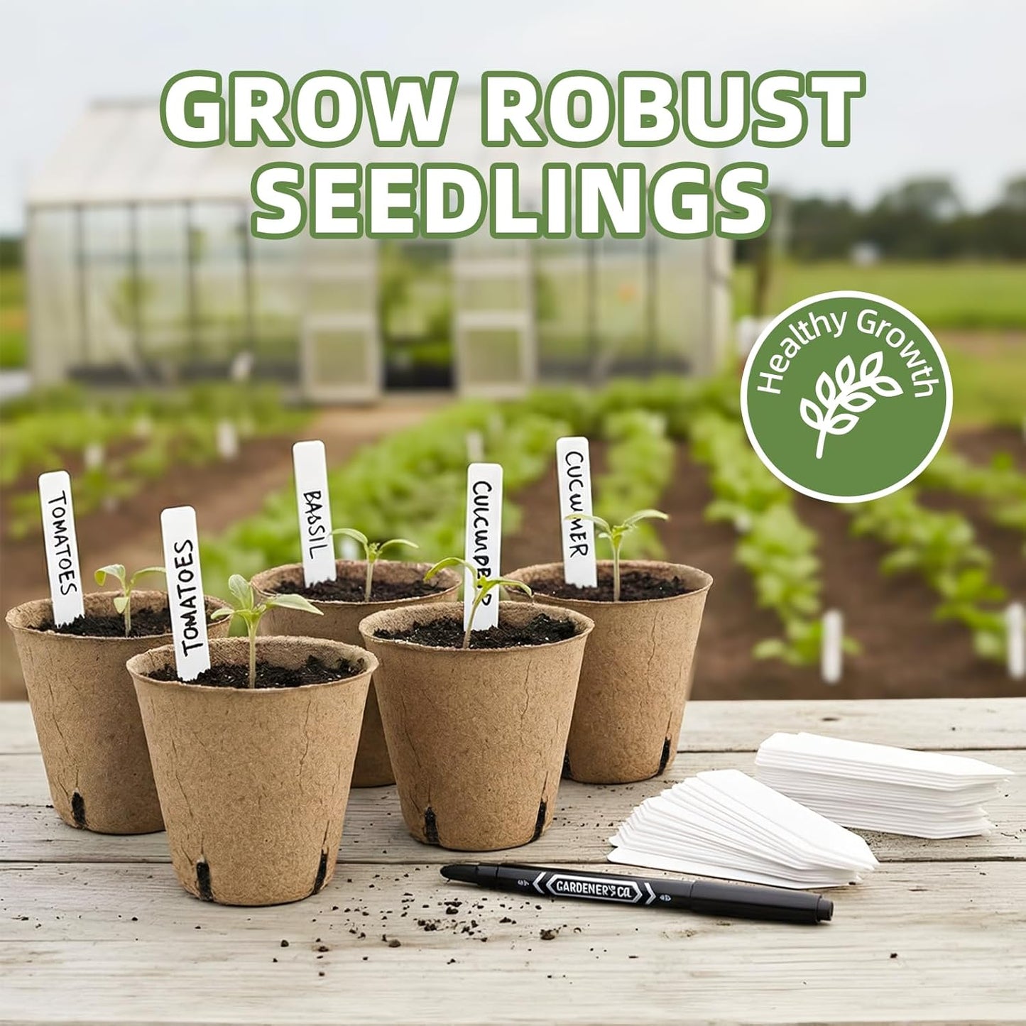 70Pcs Biodegradable 4” Peat Pots with 70Pcs Plant Labels, Biodegradabl