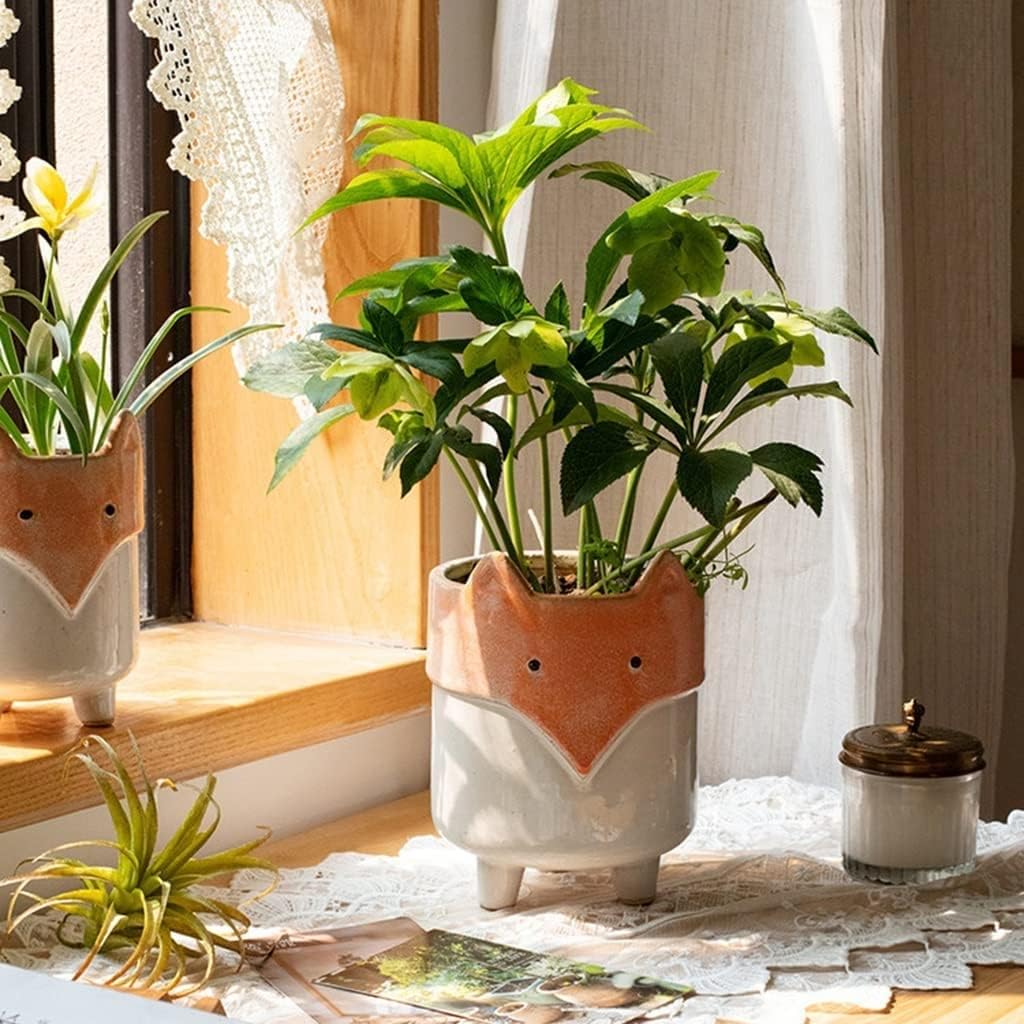Planter Cute Ceramic Fox Flower Pot Small Plant Pots Unique Pots for P