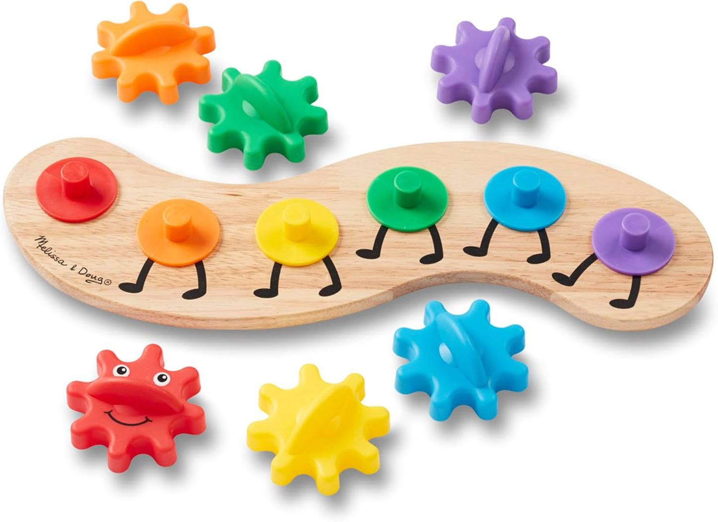 Melissa & Doug Rainbow Caterpillar Gear Toy with 6 Interchangeable Gea