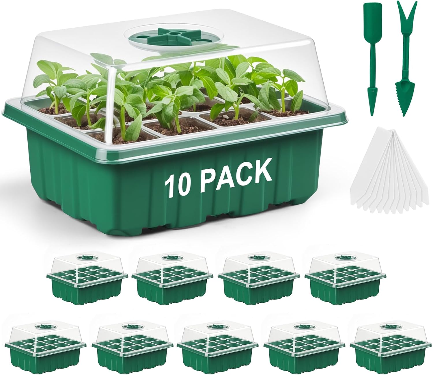 10 Pack Seed Starter Tray Seed Starter Kit (120 Cells Total Tray) with